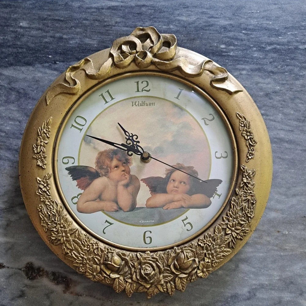 Vintage Waltham 1995 Cherub Ornate Celestial Wall Clock, Regency ~ Works Great!